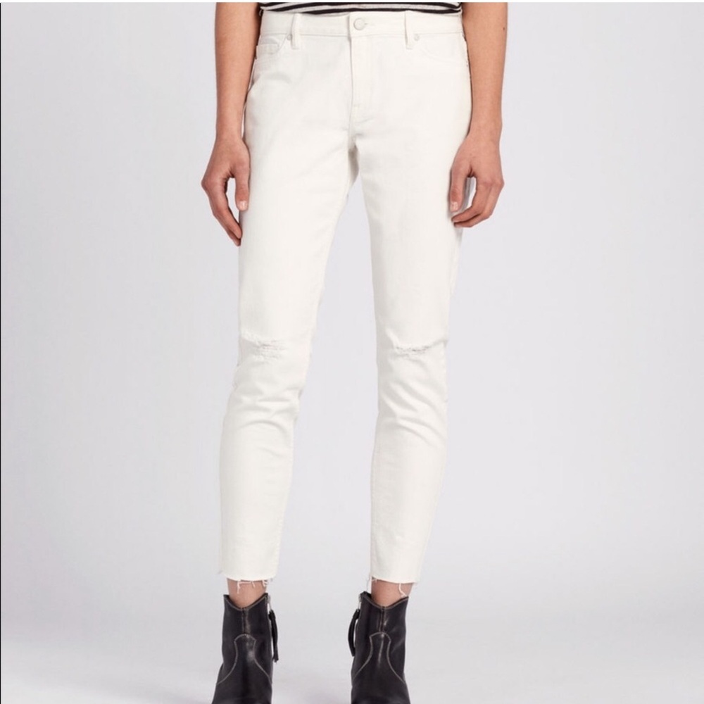 All Saints Lola White Distressed Ankle Jeans